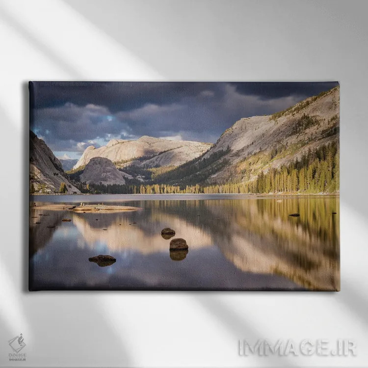 تابلو تِنایا افسونگر (نام دریاچه یا منطقه) اثر آدام برتون - نمای روبهرو روی دیوار