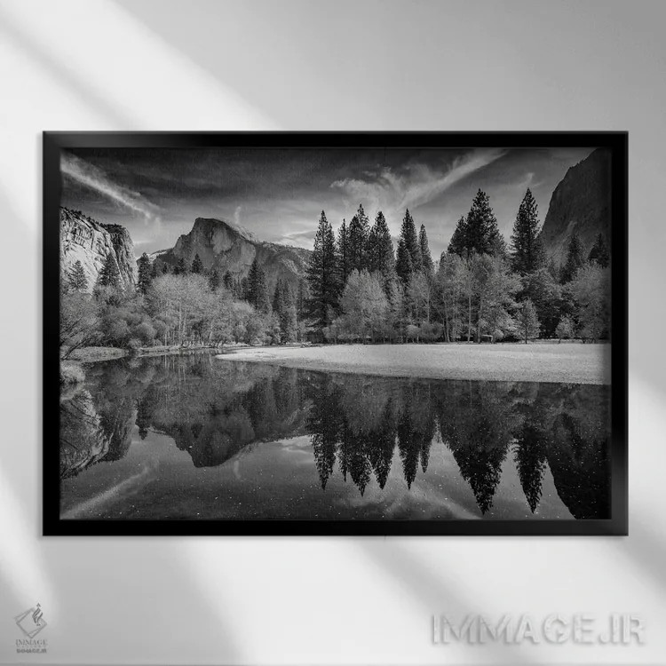 تابلو انعکاسهای هاف دوم، یوسمیتی اثر آدام برتون - نمای قابدار مشکی