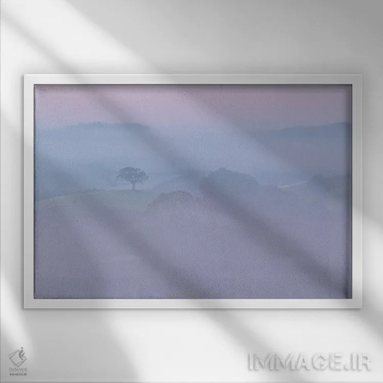 تابلو زیبا در رنگ صورتی اثر آدام برتون - نمای قابدار سفید