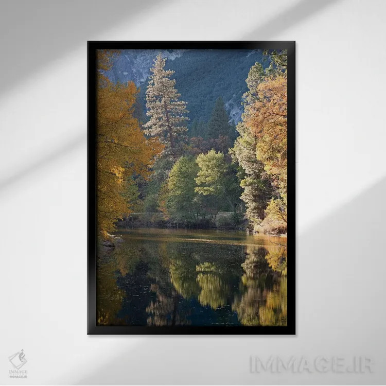 تابلو یوسمیتی طلایی اثر آدام برتون - نمای قابدار مشکی