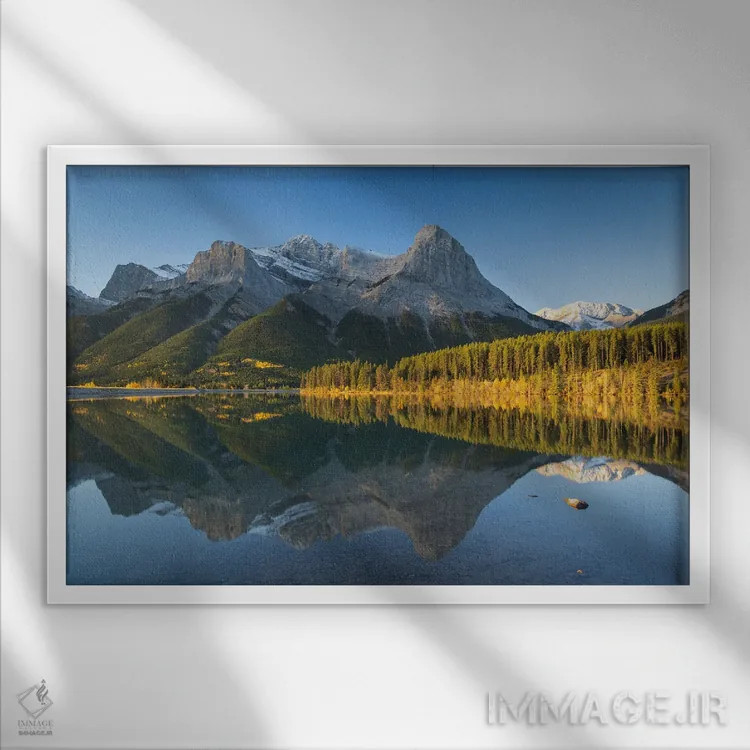 تابلو رشتهکوه راکی کانادا اثر آدام برتون - نمای قابدار سفید