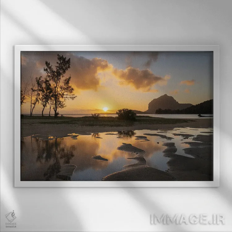 تابلو خورشیدنشینها (اصطلاح غروبنشینی) اثر آدام برتون - نمای قابدار سفید