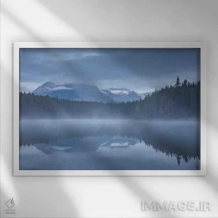 تابلو دریاچه هربرت ۱ اثر آدام برتون - نمای قابدار سفید