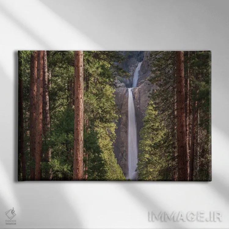 تابلو آبشارهای پایین یوسمیتی اثر آدام برتون - نمای روبهرو روی دیوار
