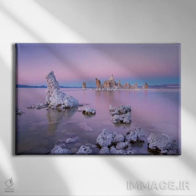 تابلو رنگهای صورتی مونو (دریاچه مونو) اثر آدام برتون - نمای روبهرو روی دیوار