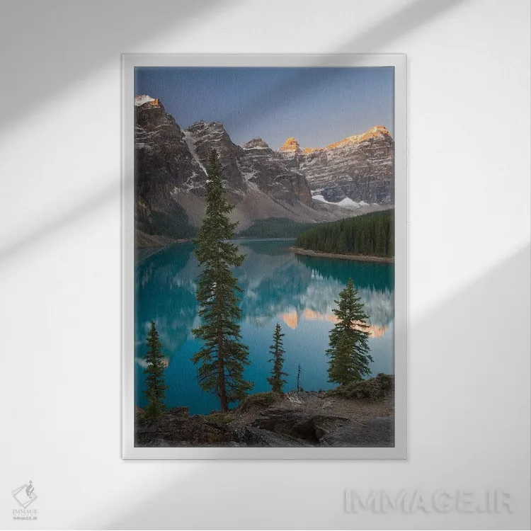 تابلو نگهبانان دریاچه مورین (کانادا) اثر آدام برتون - نمای قابدار سفید