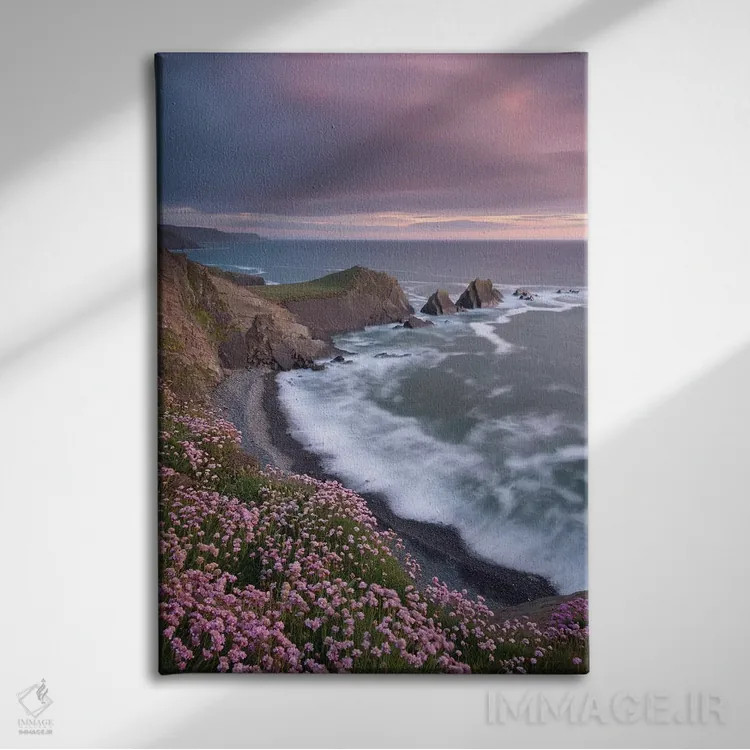تابلو ساحل صورتی اثر آدام برتون - نمای روبهرو روی دیوار