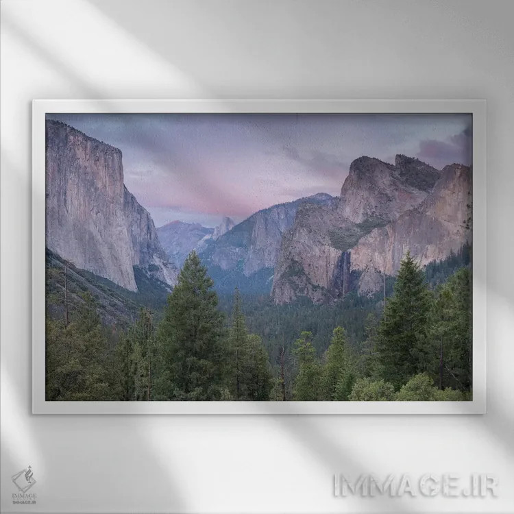 تابلو نمای تونل (منظر معروف یوسمیتی) اثر آدام برتون - نمای قابدار سفید