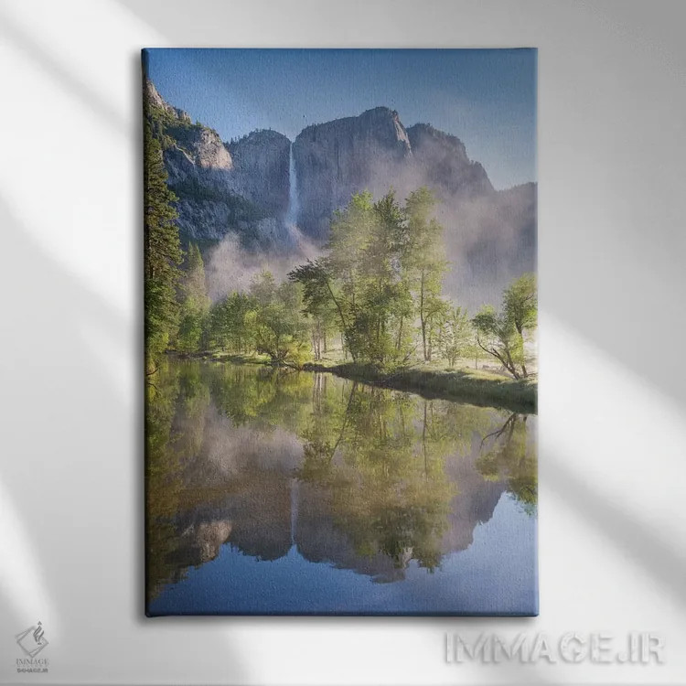 تابلو آبشارهای یوسمیتی اثر آدام برتون - نمای روبهرو روی دیوار