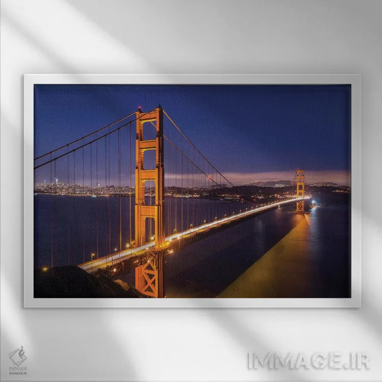تابلو پل گلدن گیت اثر آدام برتون - نمای قابدار سفید