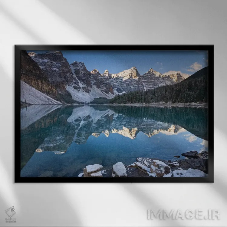 تابلو انعکاسهای دریاچه مورین اثر آدام برتون - نمای قابدار مشکی