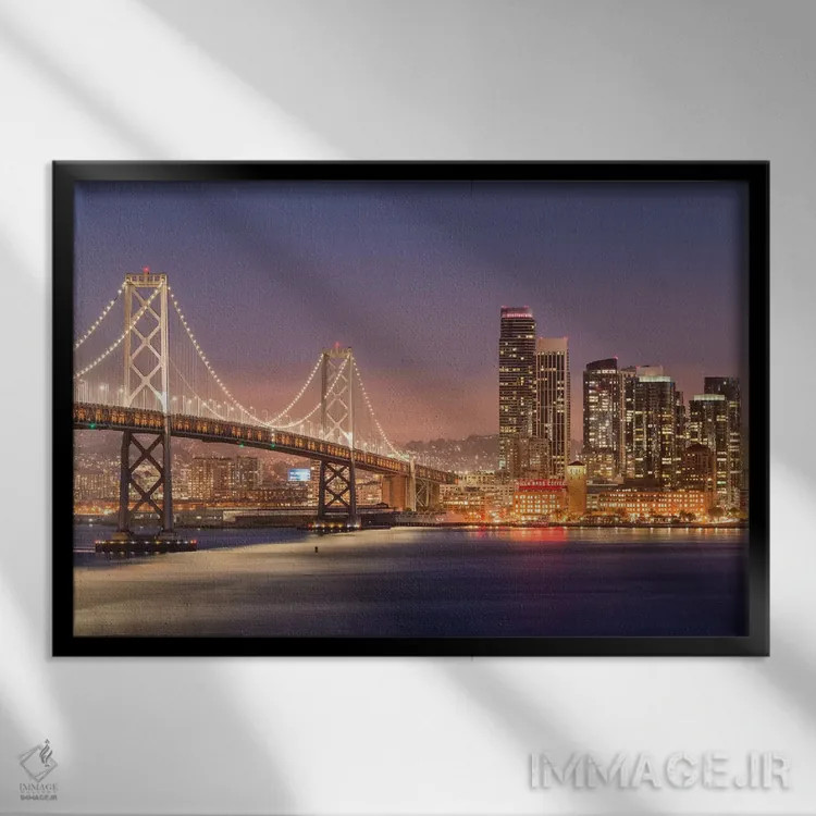 تابلو پل خلیج اوکلند اثر آدام برتون - نمای قابدار مشکی