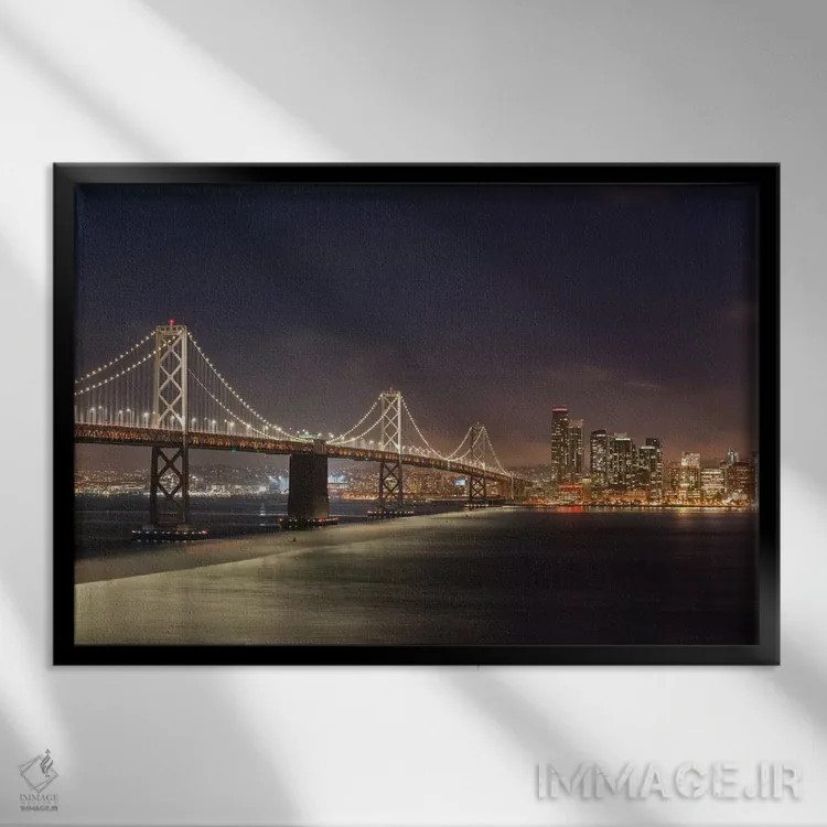 تابلو پل خلیج اوکلند ۲ اثر آدام برتون - نمای قابدار مشکی