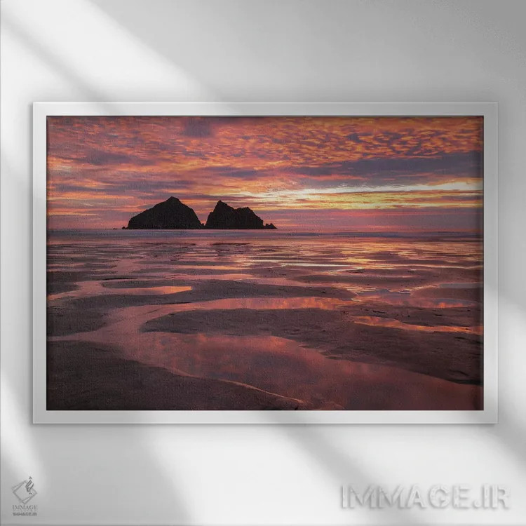 تابلو غروب پلدراک (نام سریال یا شخصیت) اثر آدام برتون - نمای قابدار سفید