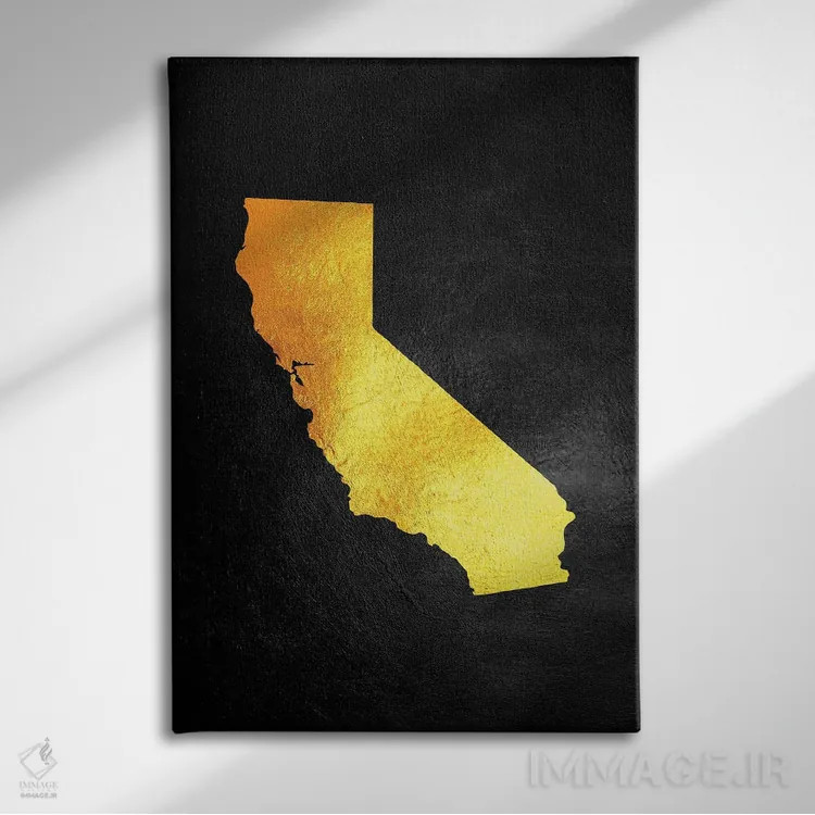 تابلو نقشه طلایی کالیفرنیا اثر آدریان بالدُوینو - نمای روبهرو روی دیوار