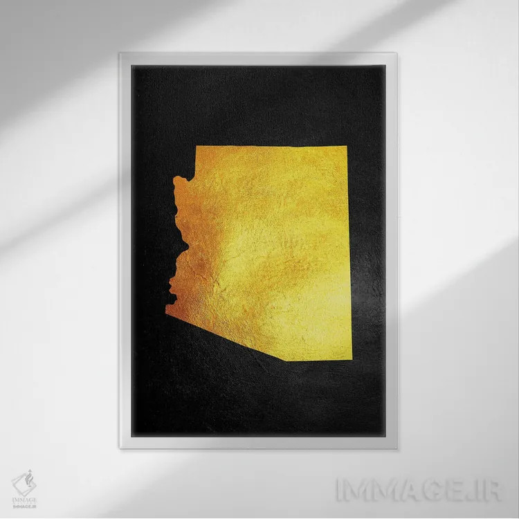 تابلو نقشه طلایی آریزونا اثر آدریان بالدُوینو - نمای قابدار سفید