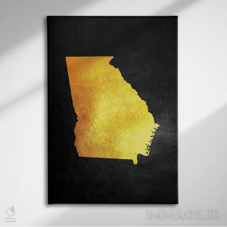 تابلو نقشه طلایی ایالت جورجیا اثر آدریان بالدُوینو - نمای روبهرو روی دیوار