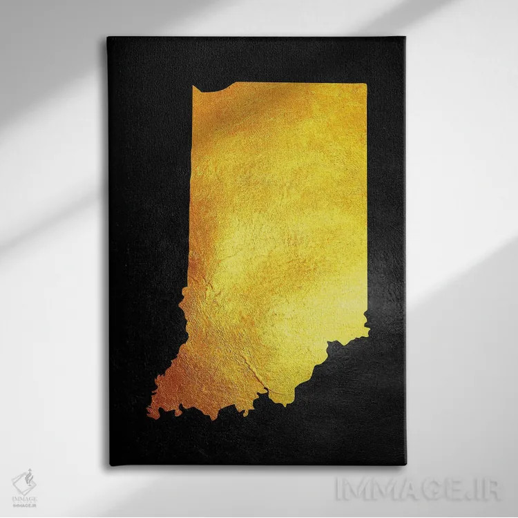 تابلو نقشه طلایی ایندیانا اثر آدریان بالدُوینو - نمای روبهرو روی دیوار