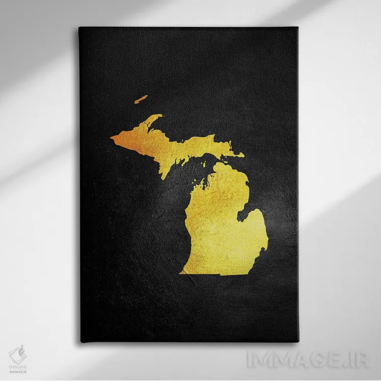 تابلو نقشه طلایی میشیگان اثر آدریان بالدُوینو - نمای روبهرو روی دیوار