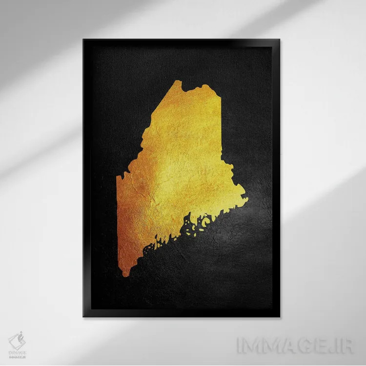 تابلو نقشه طلایی مین اثر آدریان بالدُوینو - نمای قابدار مشکی