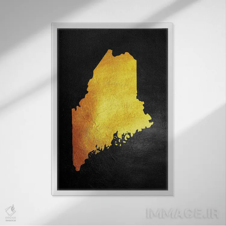 تابلو نقشه طلایی مین اثر آدریان بالدُوینو - نمای قابدار سفید