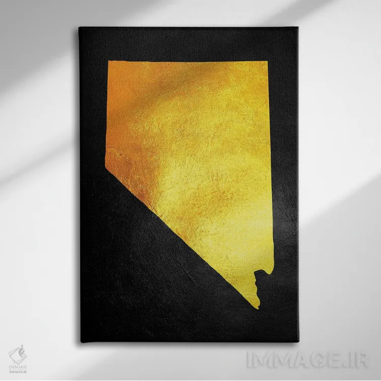 تابلو نقشه طلایی نوادا اثر آدریان بالدُوینو - نمای روبهرو روی دیوار