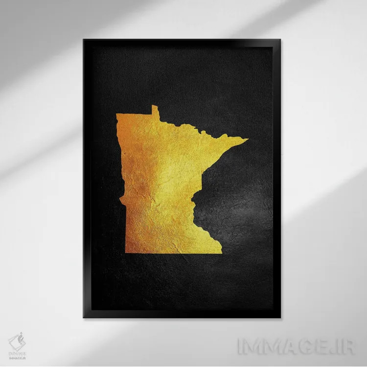 تابلو نقشه طلایی مینهسوتا اثر آدریان بالدُوینو - نمای قابدار مشکی