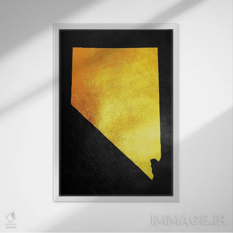 تابلو نقشه طلایی نوادا اثر آدریان بالدُوینو - نمای قابدار سفید