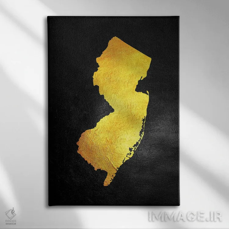 تابلو نقشه طلایی نیوجرسی اثر آدریان بالدُوینو - نمای روبهرو روی دیوار