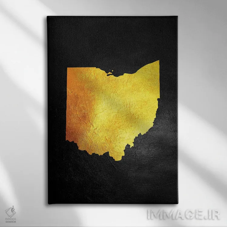 تابلو نقشه طلایی اوهایو اثر آدریان بالدُوینو - نمای روبهرو روی دیوار