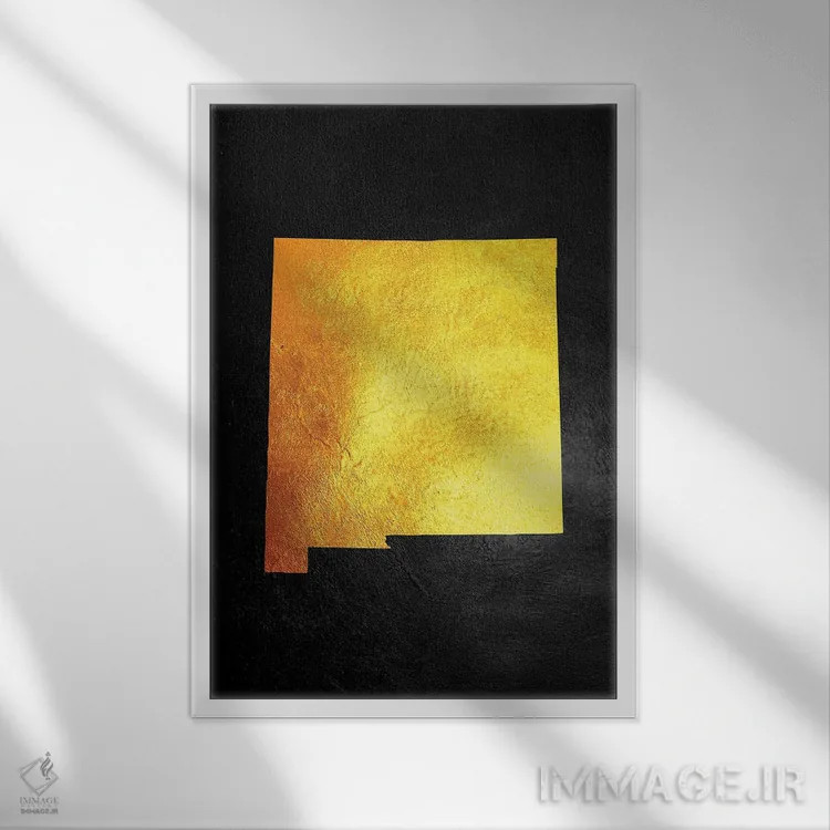 تابلو نقشه طلایی نیومکزیکو اثر آدریان بالدُوینو - نمای قابدار سفید