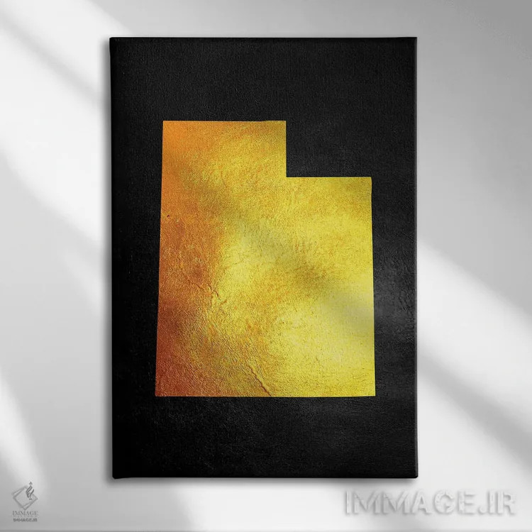 تابلو نقشه طلایی یوتا اثر آدریان بالدُوینو - نمای روبهرو روی دیوار