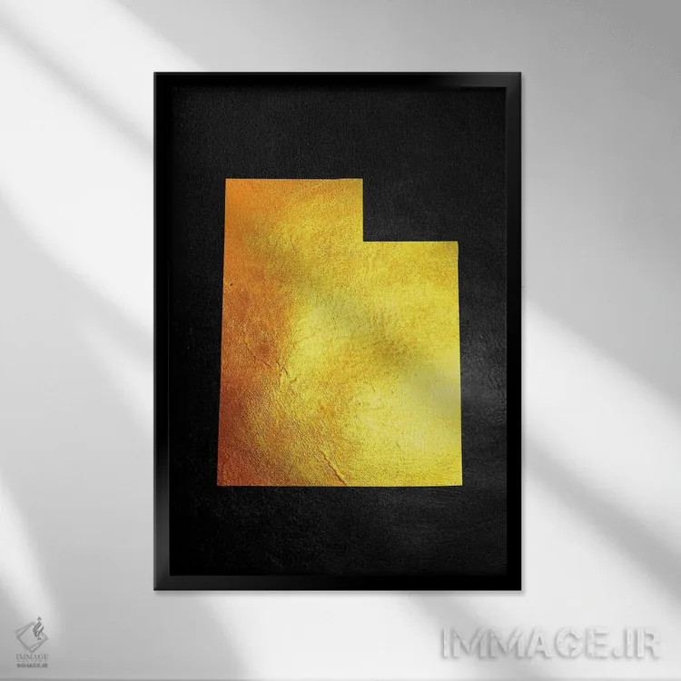 تابلو نقشه طلایی یوتا اثر آدریان بالدُوینو - نمای قابدار مشکی