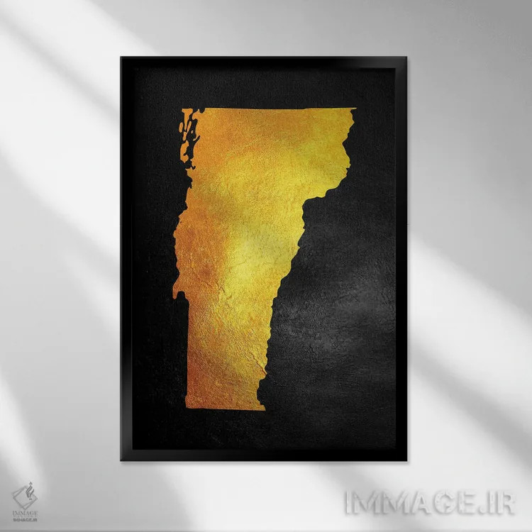 تابلو نقشه طلایی ورمانت اثر آدریان بالدُوینو - نمای قابدار مشکی