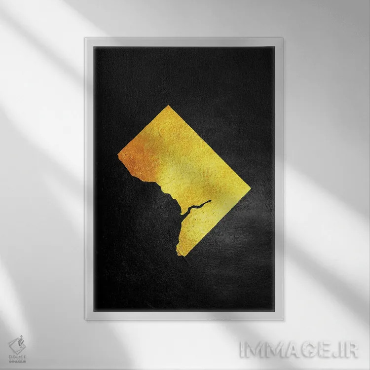 تابلو نقشه طلایی واشنگتن دیسی اثر آدریان بالدُوینو - نمای قابدار سفید