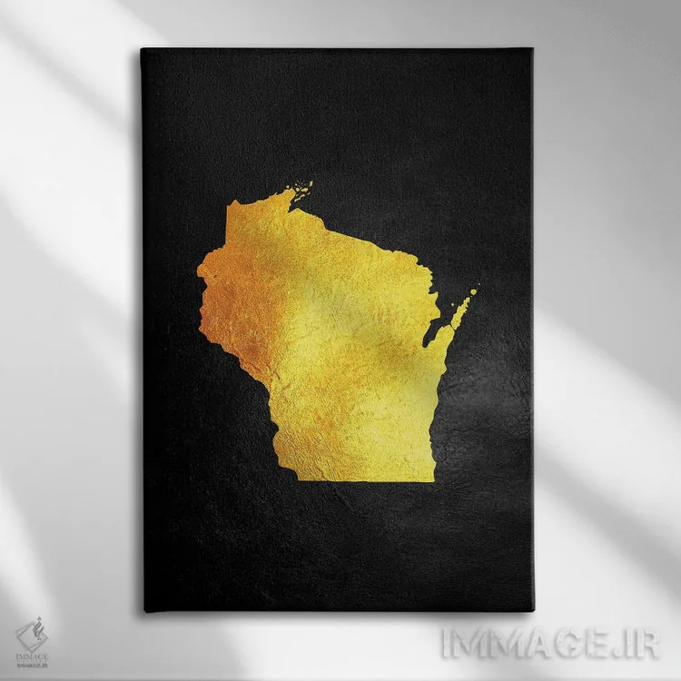 تابلو نقشه طلایی ویسکانسین اثر آدریان بالدُوینو - نمای روبهرو روی دیوار