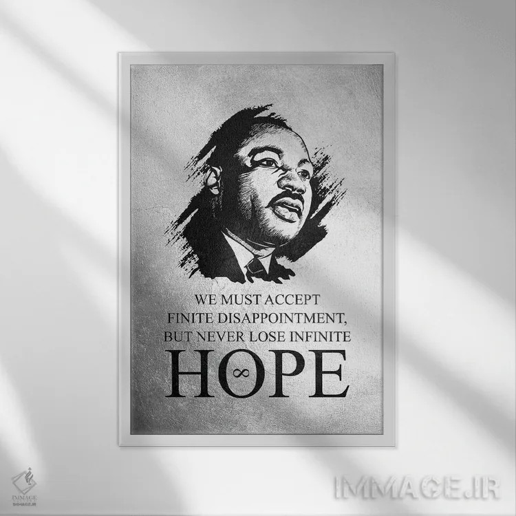 تابلو مارتین لوتر کینگ جونیور اثر آدریان بالدُوینو - نمای قابدار سفید