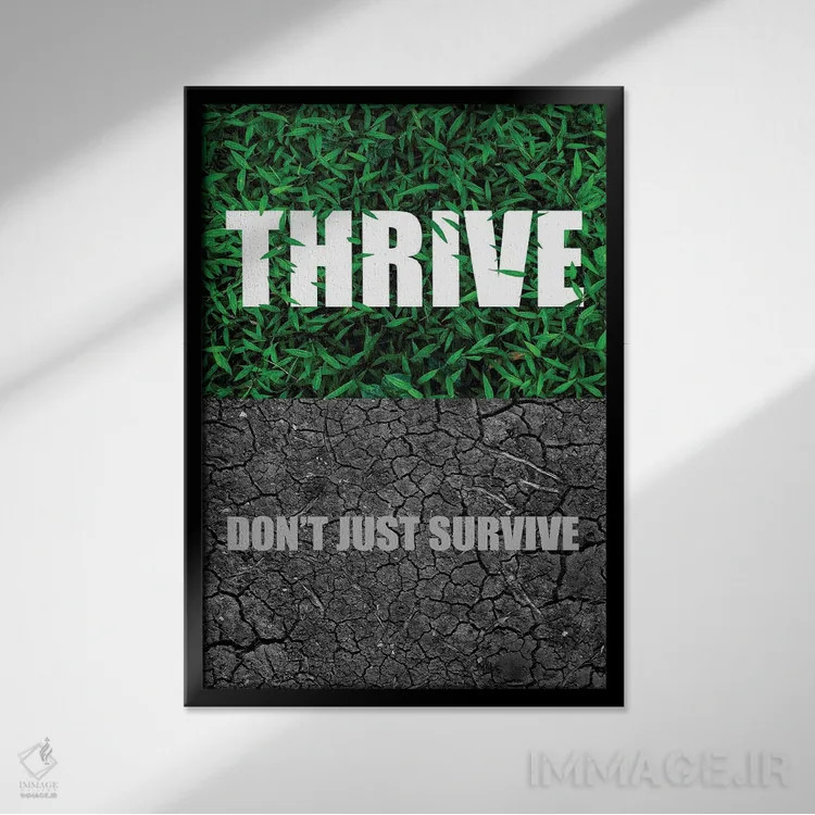 تابلو شکوفا شو فقط زنده نمان اثر آدریان بالدُوینو - نمای قابدار مشکی