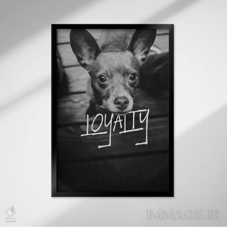 تابلو وفاداری سگ اثر آدریان بالدُوینو - نمای قابدار مشکی