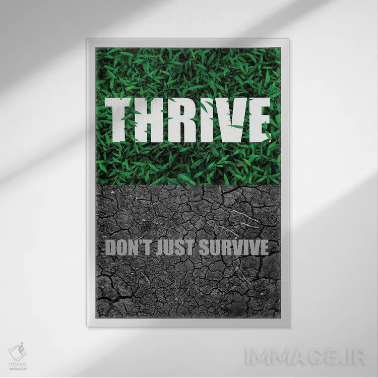 تابلو شکوفا شو فقط زنده نمان اثر آدریان بالدُوینو - نمای قابدار سفید