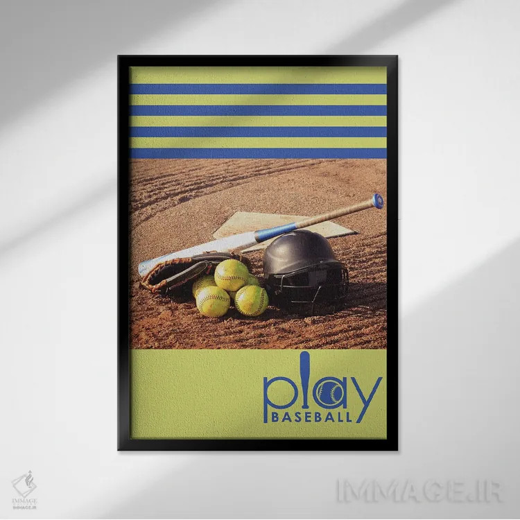 تابلو بازی بیسبال اثر آدریان بالدُوینو - نمای قابدار مشکی