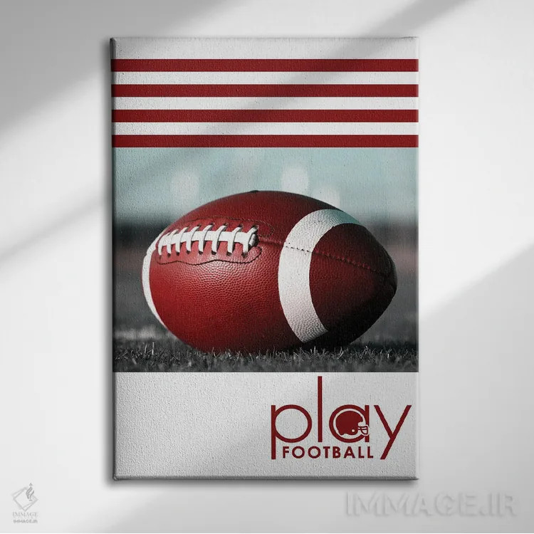 تابلو بازی فوتبال (آمریکایی یا فوتبال بسته به زمینه) اثر آدریان بالدُوینو - نمای روبهرو روی دیوار