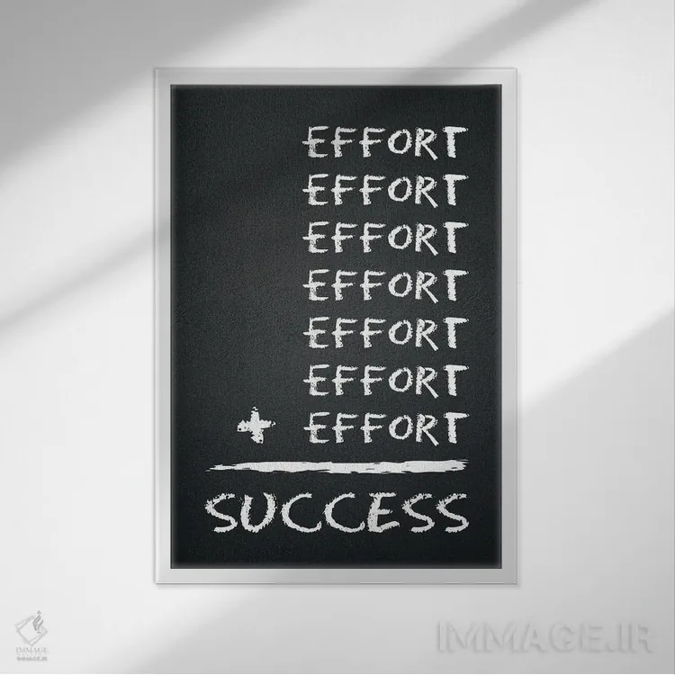 تابلو معادلهٔ تلاش و موفقیت اثر آدریان بالدُوینو - نمای قابدار سفید