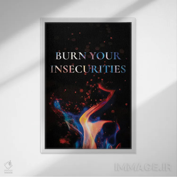 تابلو ناامنیهایت را بسوزان اثر آدریان بالدُوینو - نمای قابدار سفید