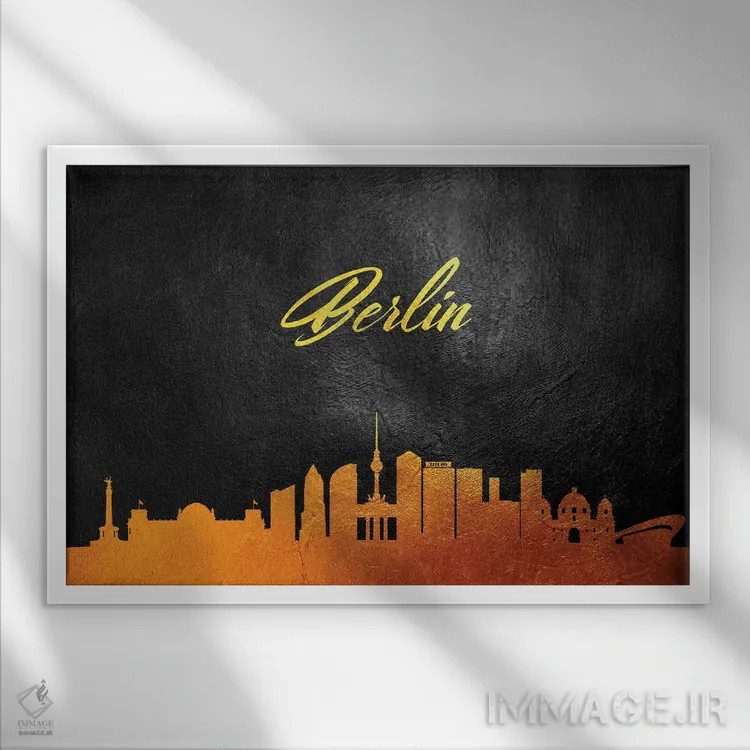 تابلو افق طلایی برلین آلمان اثر آدریان بالدُوینو - نمای قابدار سفید