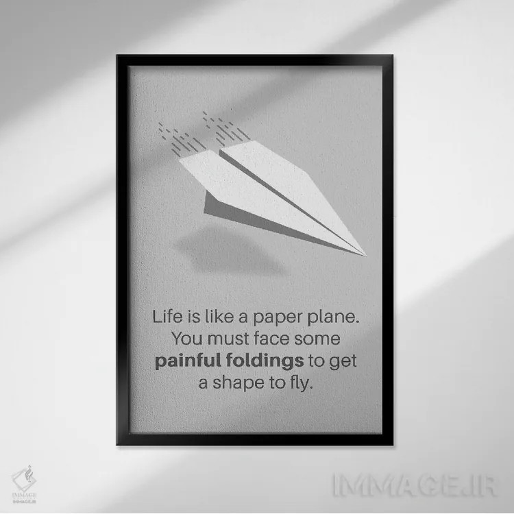 تابلو زندگی و هواپیمای کاغذی اثر آدریان بالدُوینو - نمای قابدار مشکی