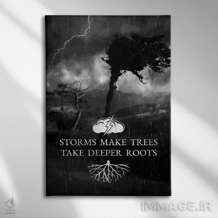 تابلو طوفانها و درختان اثر آدریان بالدُوینو - نمای روبهرو روی دیوار