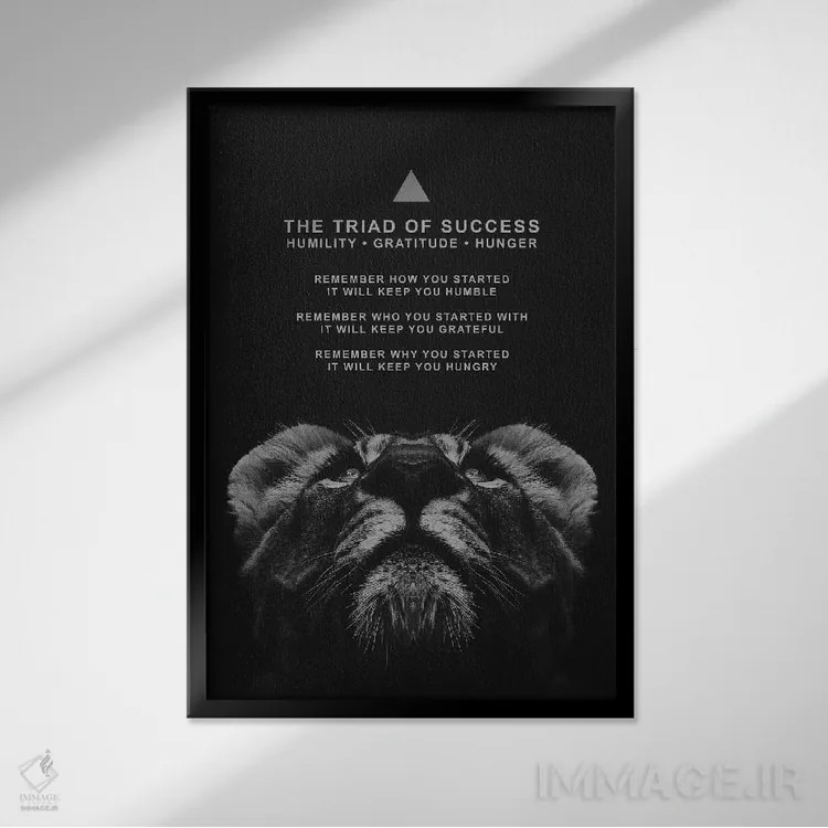 تابلو سهگانهٔ موفقیت اثر آدریان بالدُوینو - نمای قابدار مشکی