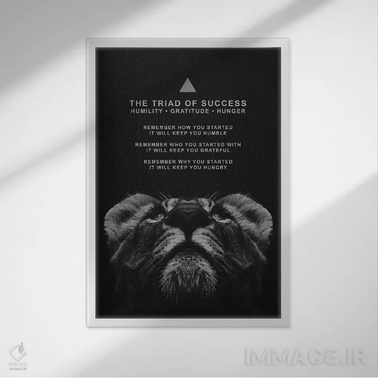 تابلو سهگانهٔ موفقیت اثر آدریان بالدُوینو - نمای قابدار سفید