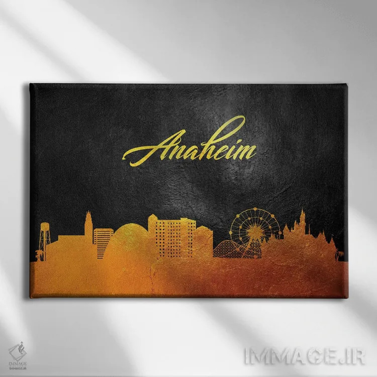 تابلو خط افق طلایی آناهیم، کالیفرنیا اثر آدریان بالدُوینو - نمای روبهرو روی دیوار